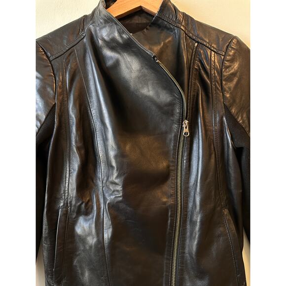 Nordstrom Black Leather Biker Jacket - Picture 3 of 7